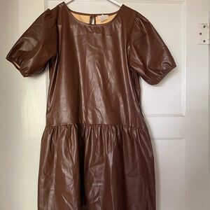 Brown Faux Leather Dress